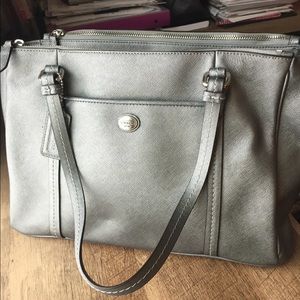 Silver Embossed Leather Coach bag